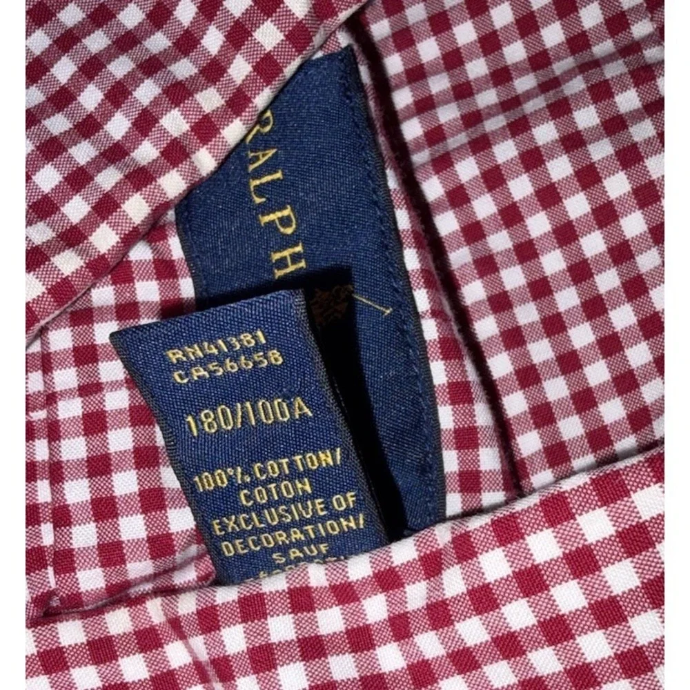 Polo Ralph Lauren Red White Gingham Check Button Down Mens Large
